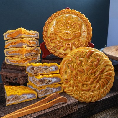 广式大月饼网红手工大饼送礼传统中式糕点中秋月饼工厂礼盒装批发图4