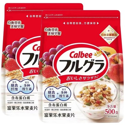 日本进口卡乐比Calbee富果乐水果麦片500g/袋 谷物早餐代餐图2