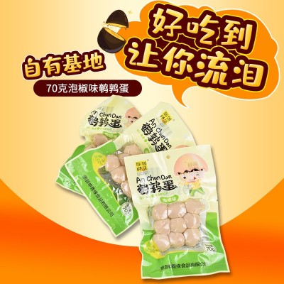 味到师佳75g装去壳泡椒口味独立小包装鹌鹑蛋开袋即食厂家批发图4