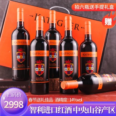 智利进口红酒 礼盒装中秋送礼 14度干红葡萄酒 红酒批发一件代发