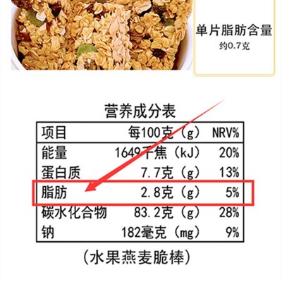 无蔗糖燕麦酥能量蛋白棒水果坚果低温烘焙代餐饼干0零食脂卡图4