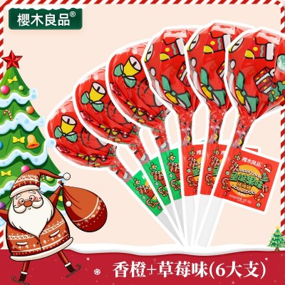 【圣诞限定】超大支棒棒糖6大支装*10小支平安夜节日创意零食批发图4