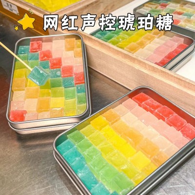 包邮铁盒装网红琥珀糖大块日本声控糖抖音糖果零食宝石糖钻石糖果图2