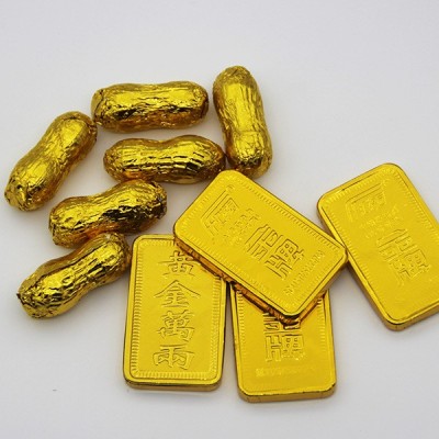 批发汇福园金币金元宝花生巧克力散装500克金钱糖果结婚喜糖年货图3